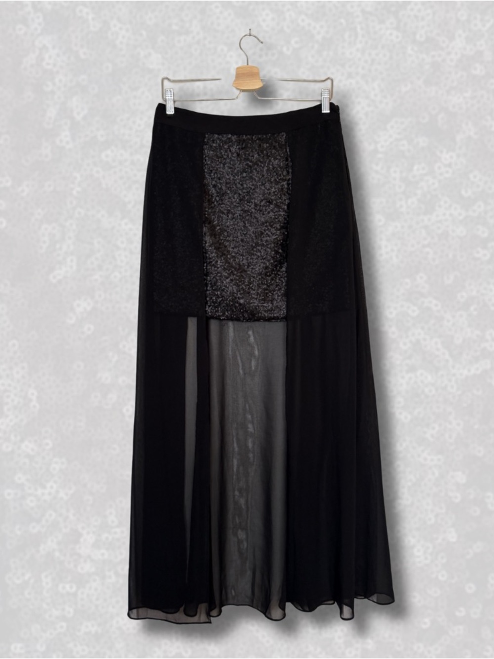 Black Sheer Panel Maxi Skirt
